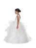 Beaded White Lace Tulle V Back Ruffled Flower Girl Dress